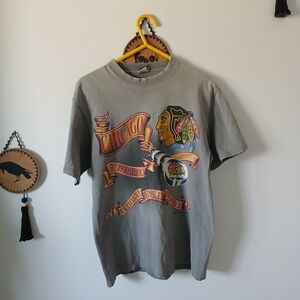 Single Stitch Gray Chicago Blackhawks Vintage 1993 T-Shirt